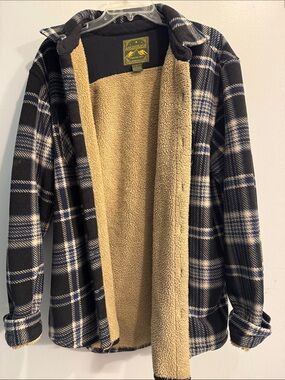 Orage Men’s Black & Cream Plaid Sherpa-Lined Shirt Jacket